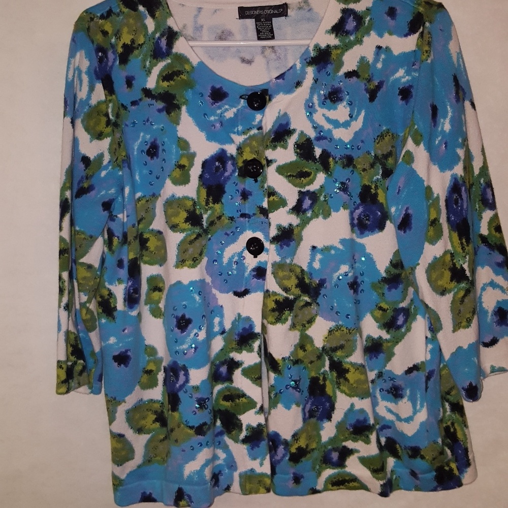 XL Designer Originals floral cardigan with Embelli